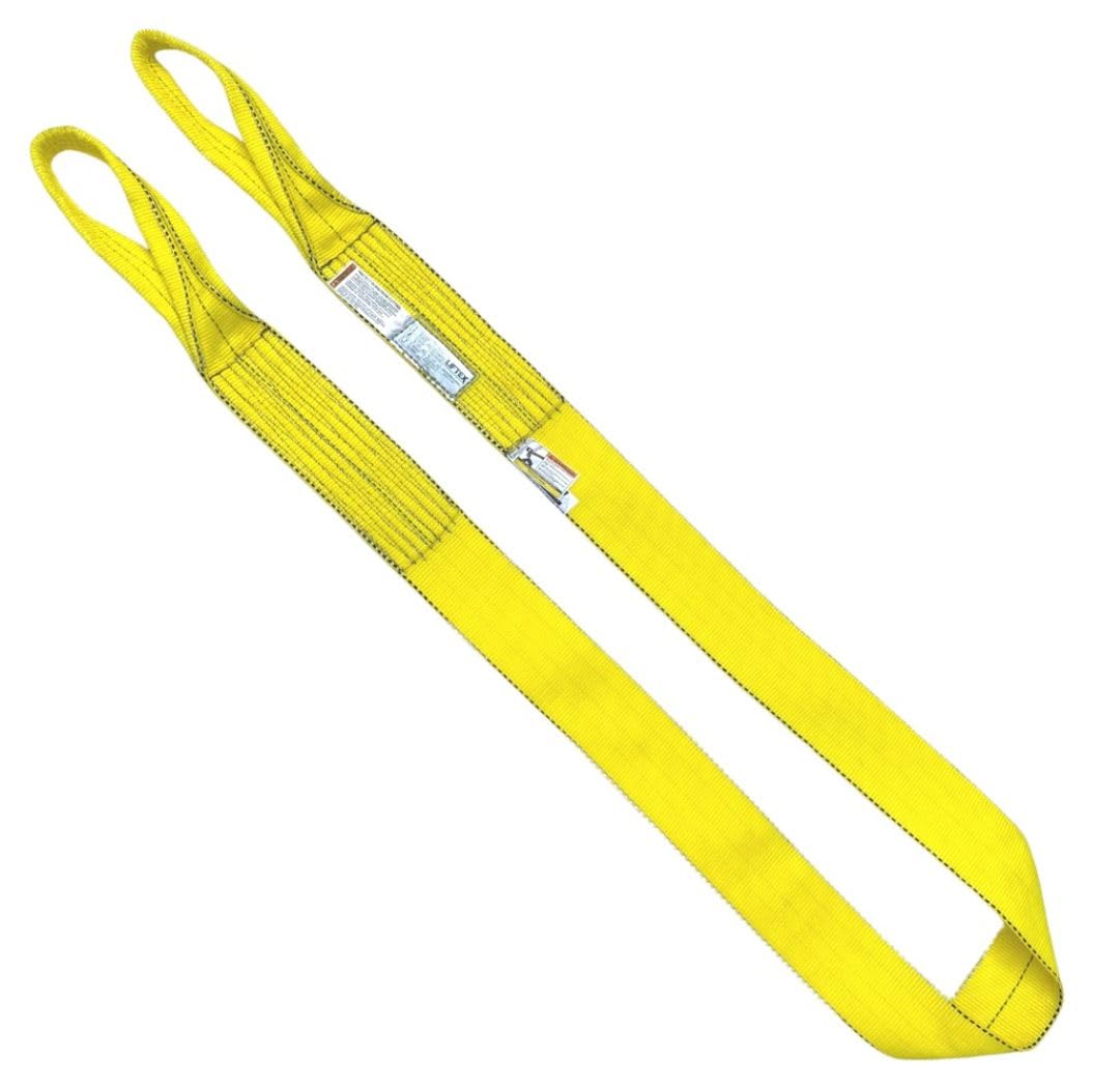 LIFTEX® - Trusted Since 1955 | 4" x 14', 2-Ply Flat Eye Polyester Lifting Sling (V:11500; C:9200; B:23000) | Lifting Rigging Moving Towing Hoisting