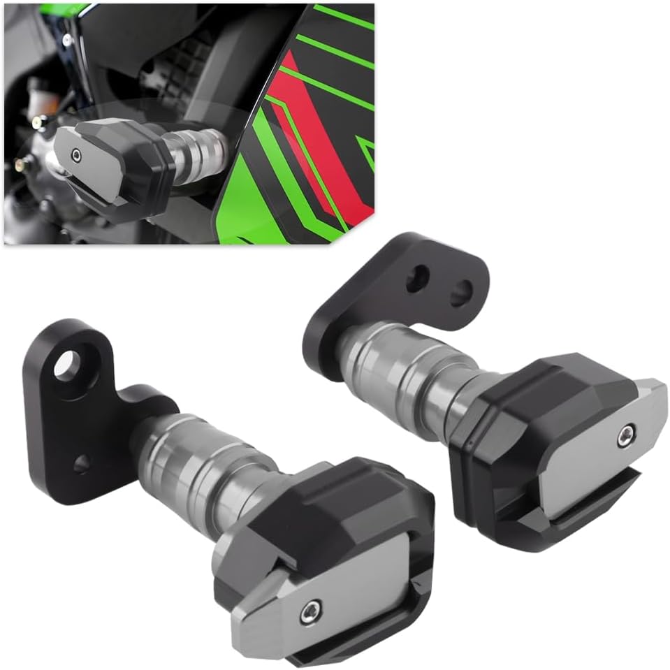 No Cut Frame Slider Protector for 2024 Kawasaki Ninja ZX-6R ZX636, Black, Green, Gold, Red, Blue, Titanium (Blue)