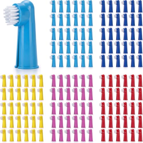 Image of Nuenen 150 Pcs Dog Toothbrush Finger Toothbrush Dental Brushes Puppy Tooth Brushing Kit for Large and Small Dogs Cats Most Pets Teeth Cleaning Oral Care Supplies(Popular Color)