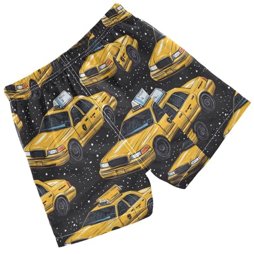 Pigsaly Boys' Swim Board Shorts Black Running Car Yellow Taxis Car Boy's Swim Trunks Kids Swimwear 5T2