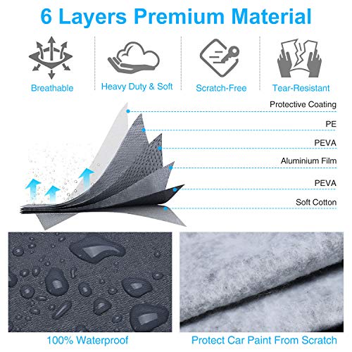 KAKIT Waterproof Truck Cover 6 Layers Pickup Truck Cover All Weatherproof with Door Zipper for Auto Vehicle Outdoor Indoor(Fit Truck Up to 242\")