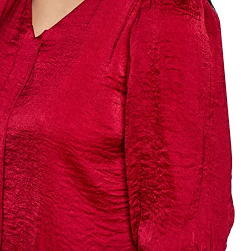 Image of AND Solid Polyester V Neck Womens Regular Top (SS22AS051THS-P)