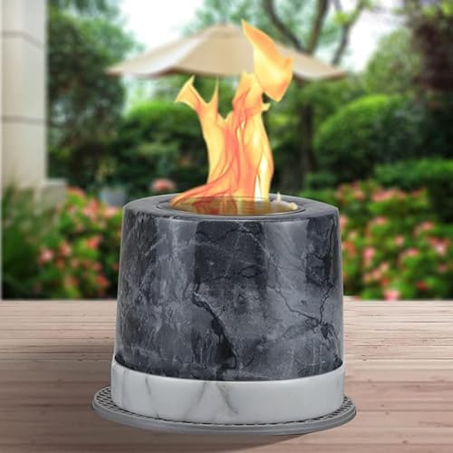 Outdoor Decor, Mavalzy Tabletop Fire Pit Real Marble Table Top Fire Pit Bowl Smokeless Mini Fire Pit Personal Portable Tabletop Fireplace for Patio Decor
