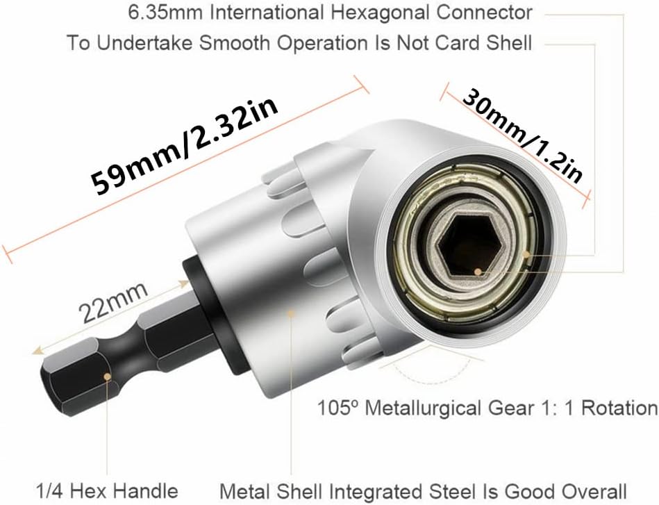 Flexible Drill Bit Extension kits,Include 11.8 inch Bendable flexible extension Bit, 10Pcs Screwdriver Bit Set, 105° Right Angle Drill, 3pcs Universal Socket Adapter Set and 3pcs Drill Bit Holder