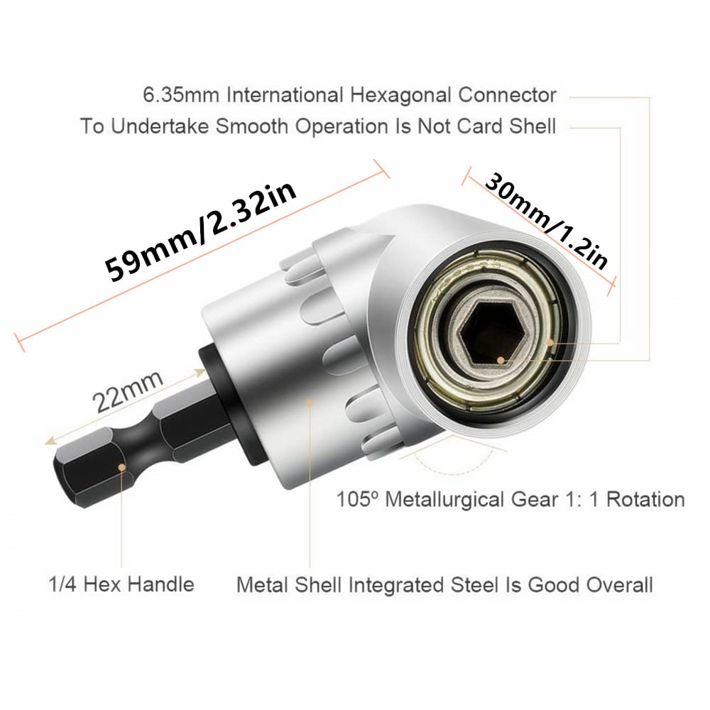 12 Pezzi Set Prolunghe Flessibili Per Trapano - Con Punte E Adattatore 105°, Per Spazi Stretti
