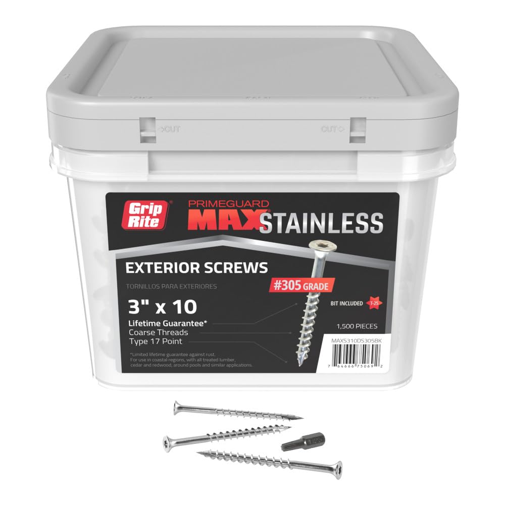 Vis à bois en acier inoxydable 305 Grip Rite pour des constructions durables