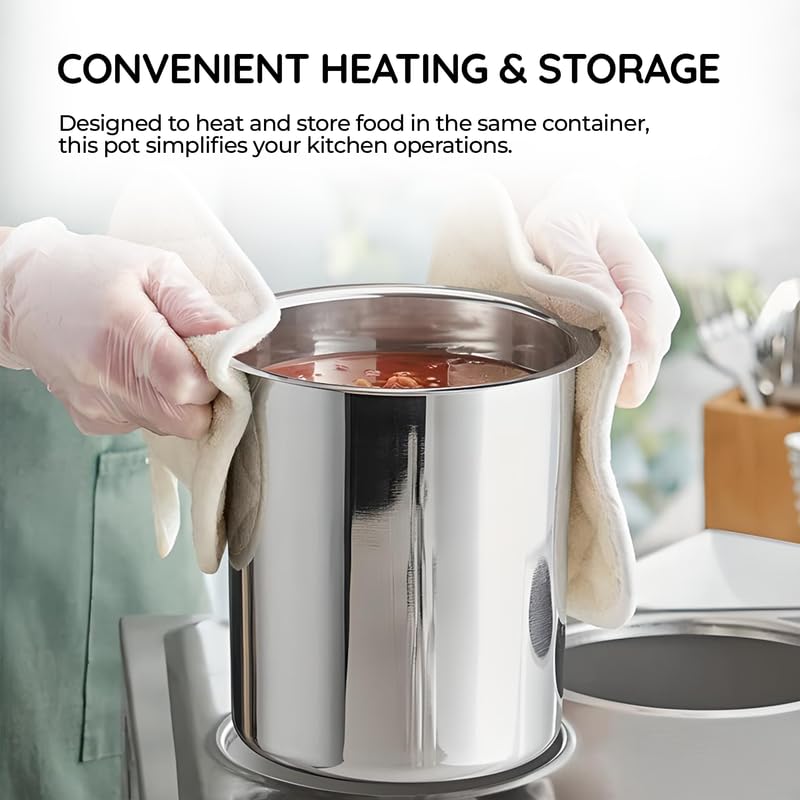 Miniatura 5 de OCS Parts Juego de olla Bain Marie de 4.25 cuartos con tapa  Olla de acero inoxidable de 7.75" x 6" para alimentos calientes o fríos, cocinas