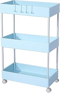 Étagère De Rangement De Salle De Bain Chariot De Rangement Mince À 3 Niveaux Unité De Rangement De Salle De Bain Au Sol pour Salon Chambre Balcon,Bleu