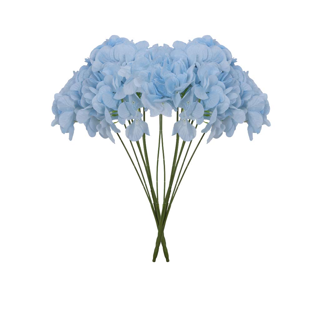 YataiPack of 5 Artificial Hydrangea Flowers Fake Flowers Branches Spray Artificial Plants Wholesale Silk Flowers for Home Table Vase Centerpiece Festival Ornament Wedding Decor (Blue)
