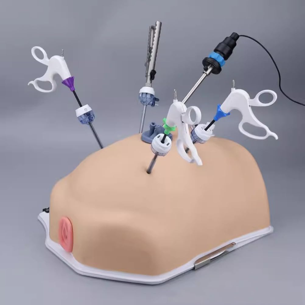 Simulador de Laparoscopia para Entrenamiento de Operaciones Versión Ginecológica,Neumoperitoneo Suave, Caja de Entrenamiento con 10 Módulos, 4 Instrumentos, Cámara de Alta Definición 1080P