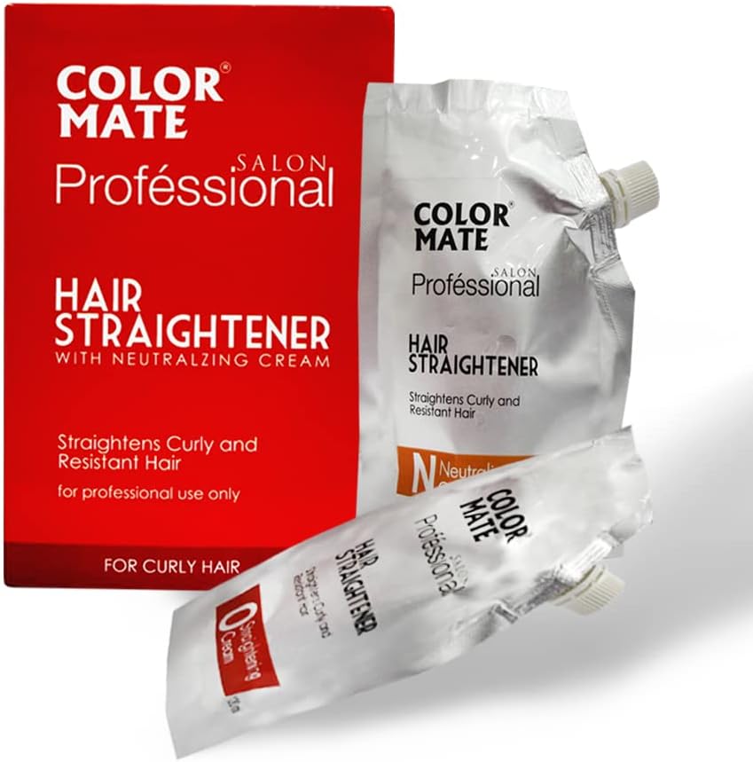 COLOR MATE Hair Straightener With Neutralizing Cream Straight Curly And Resistant Hair (120ml (60ml + 60ml))