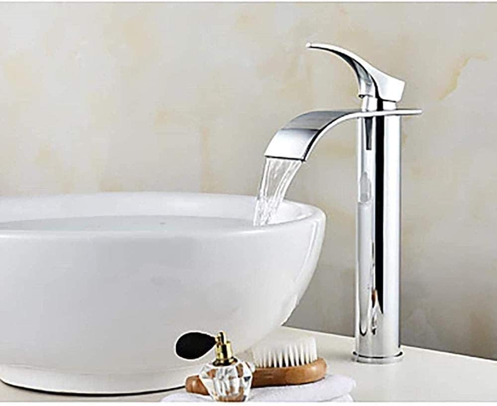 Robinet évier de salle de bain moderne argenté à poignée élégante
