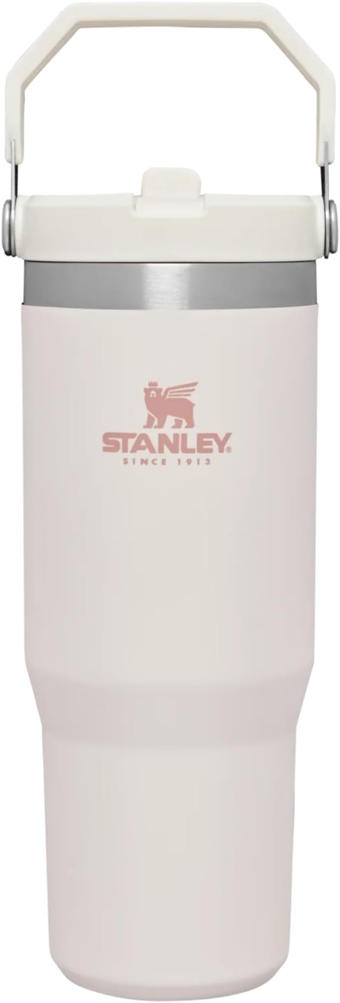 IceFlow Flip Straw Water Bottle With Straw 0.88L - Keeps Cold For 12+ Hours - Leakproof - Stainless Steel Water Bottle - BPA-Free Travel Mug - Easy to Carry - Dishwasher Safe - Rose Quartz