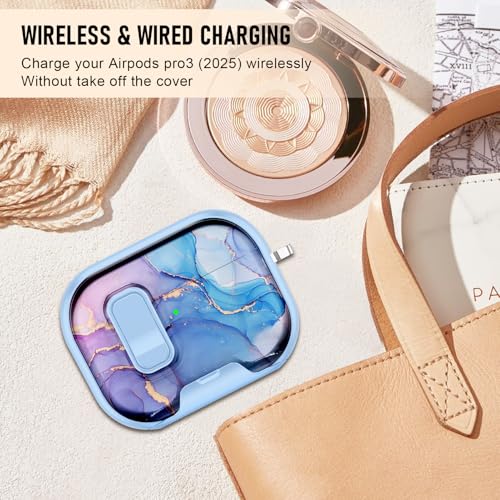 Image of Compatible Airpods Pro 3 Case (2025) with Phone Stand & Cleaner Kit,Cute Soft Silicone Lock Clip Apple AirPods Pro 3rd Generation Case, Airpod Pro 3 Cover with Keychain for Women /Girls