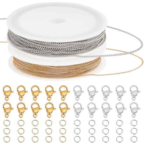 Chaîne en laiton plaqué or 18 carats avec anneaux ouverts acier 304 - 2