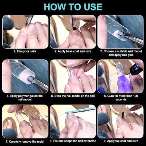 150 Stück Fußnägel Tips, Polygel Tips Nagelformen für Zehen, Künstlich Zehennägel zum Aufkleben Dual Tips Nägel Nagelverlängerung Set für Damen Frauen Nagelkunst DIY 15 Größen (Transparent)