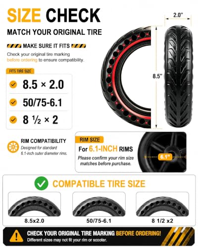 BABEJIA 8.5x2.0 (50/75-6.1) Solid Scooter Tires, 2 Pack, with Tools - image 2