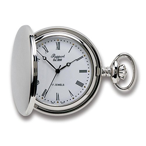 Rapport Vintage Pocket Watch With Chain Classic Oxford Hunter Case Pocket Watch - Silver #TOP11