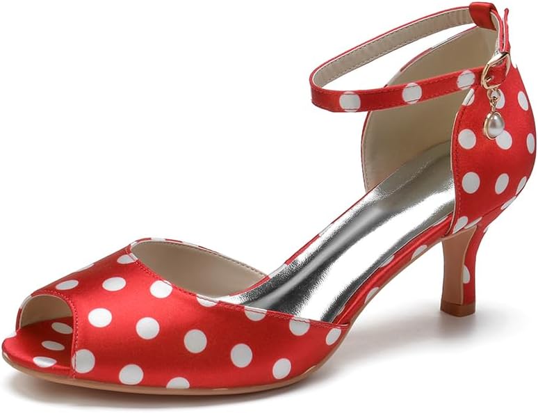 Sandalias de lunares para mujer, zapatos de tacón medio