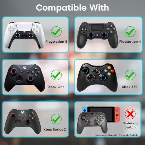 Image of Sounce 8 Pair / 16 Pcs Controller Thumb Grips PS5 /PS4 /Xbox One /360 /Switch, Anti-Slip Joystick Caps for PS5 Remote Controller & Gamepads, Soft Silicone Thumb Stick Covers for Enhanced Grip & Protection