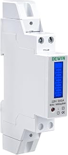 DEWIN Medidor de Consumo Electrico Monofásico, Contador Electrico Digital Monofasico de 220V Medidor de Energía Eléctrica Carril DIN kwh Meter con Pantalla LCD