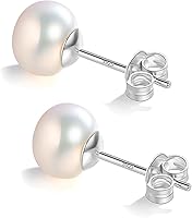 Vista 9 de YAMI Aretes de perlas negras, grises y blancas, perlas cultivadas reales, aretes de plata de ley 925 chapados en oro de 18 quilates, regalos