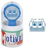 Motivations Pre-Inked Teacher Stamp - Robot Smiley - Blue