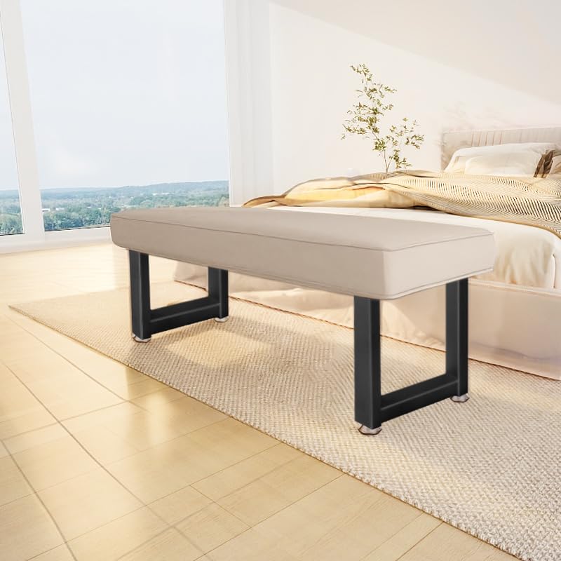 Image of 20 inch Metal Table Legs with Adjustable Protector Feet, Heavy Duty Furniture Legs Set of 2, Modern Desk Legs for DIY Dinning Table, Coffee Table, Cocktail Table, Rectangle Shape (20 inchH x 13 inchW)