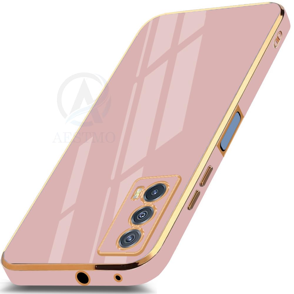 AESTMO Back Case Cover for iQOO Z5 5G Back Cover | Gold Electroplating Chrome | Raised Edges | Super Soft-Touch | Bumper Back Case for iQOO Z5 5G (Pink) (B0CHMVTXB4) Amazon Price History, Amazon Price Tracker