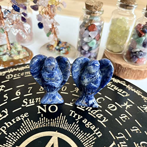 XIANNVXI Blue Sodalite Crystal Angel Figurine Decor Blue Ornament for Living Room Healing Crystal Gemstone Statue Reiki 1.5" Guardian Angels Ornament for Desk Decor Cute Room Decor - Image 4