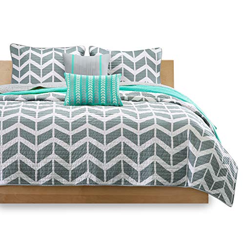 Intelligent Design Reverisble Quilt, Modern Casual Stripes Design All Season Coverlet Bedspread Bedding Set Bedroom Décor, Twin/Twin Xl Size, Teal, 4 Piece (Id80-502) #TOP7