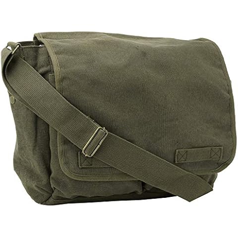 ARMYU Olive Green Canvas Military Messenger Bag Cover