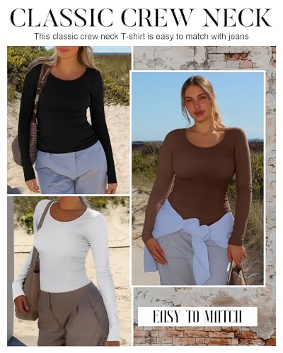 3 Pack Women's Plus Size Shirts Tops Scoop Neck Long Sleeve Cotton Tee Slim Fitted Stretchy Casual Basic Fall Blouse4