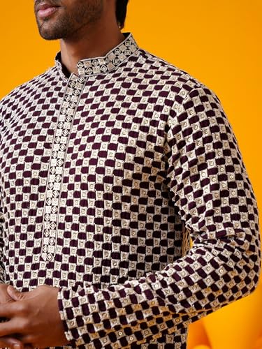 Image of SOJANYA (Since 1958 Men's Cotton Thread Embroidered Long Kurta