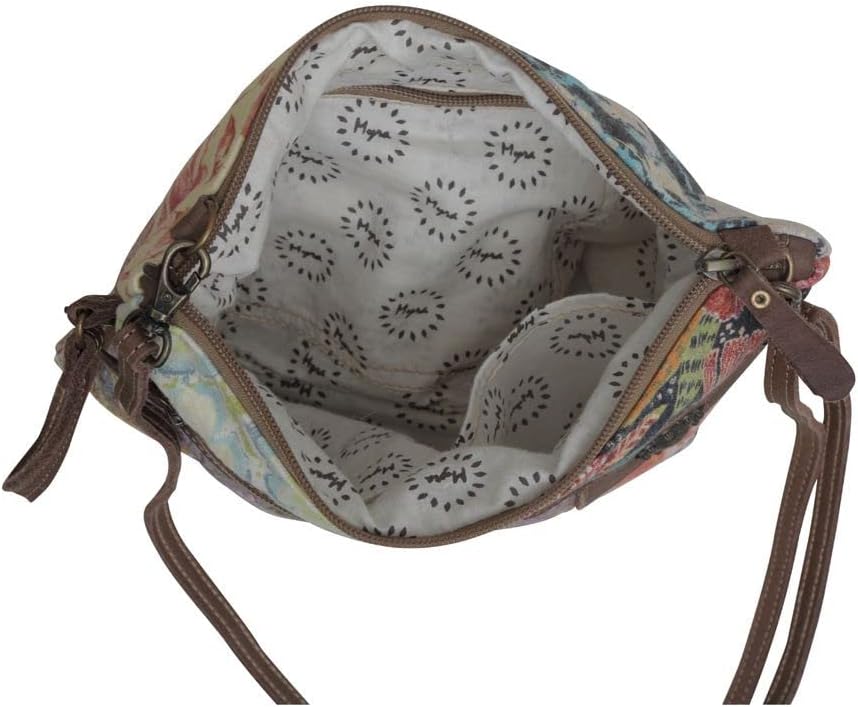 Myra Bag Patchwork Purse - Canvas Purse for Women with Real Leather Strap, Fabric Patchwork Bag for Casual Wear, Boho Style