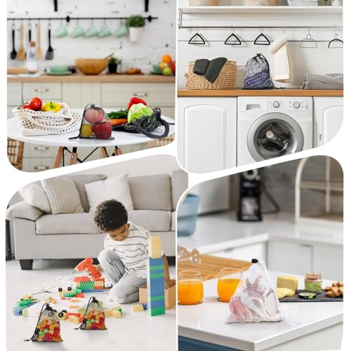 6pcs Nylon Mesh Drawstring Bags - Small Mesh Bags with Cord Lock Closure for Gifts, Laundry, Kitchen, Jewelry, Toys, Wedding (Black, 5.9 x 7.8 Inch)3