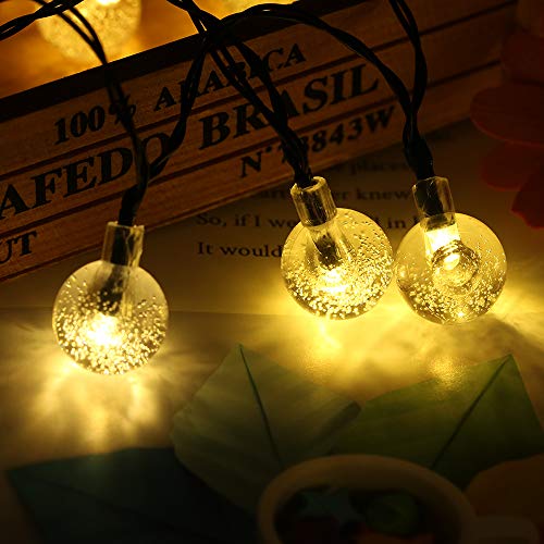 Funien — Lâmpada de gramado para uso externo, 5 W, 17 metros/100 LEDs, esfera de energia solar, cord