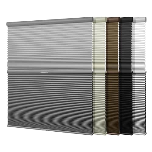 Boolegon Day Night Cordless Cellular Blinds Blackout & Light Filtering 2 Shades in 1 Double Honeycomb Blinds Thermal Insulation Cellular Shades for Windows, Light Gray, Custom Size