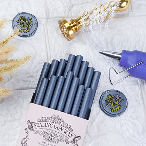 image for TELOSMA 16 PCS Hot Glue Wax Sticks in Steel Blue Color for Mini Glue G