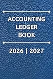  2026-2027 ACCOUNTING LEDGER BOOK BLUE Faux Leather Look: 6X9 110 Page with Calendars at a Glance