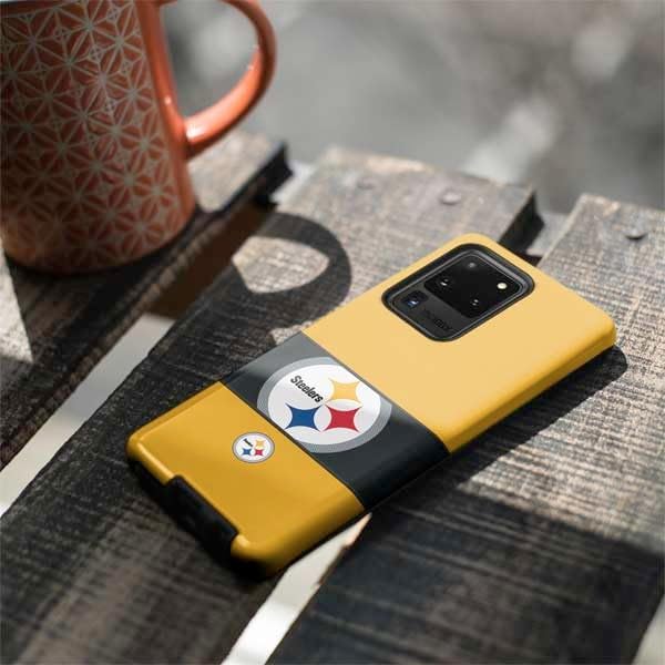 Skinit Pro Phone Case Compatible with Galaxy S20 Ultra 5G - Officially Licensed NFL Pittsburgh Steelers Zone Block Design