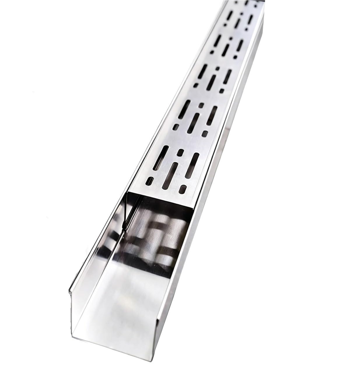 Xaohua One Color 1Pcs 304 Stainless Steel Trench Drain Kit - Heavy Duty Narrow Channel Drain With Grates For Driveways, Gardens, And Patios(10X5cm/4X2in)