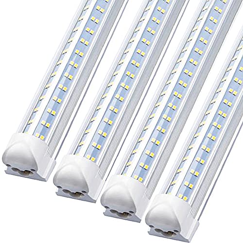 (6 Pack) 8ft LED Shop Light Fixture,120W 12000LM 6500K 8 LED Light Tube Linkable,8 Foot LEd Bulbs with Plug,Clear Cover High Output V Shape Integrated,8ft LED Shop Light for Garage Ceiling
