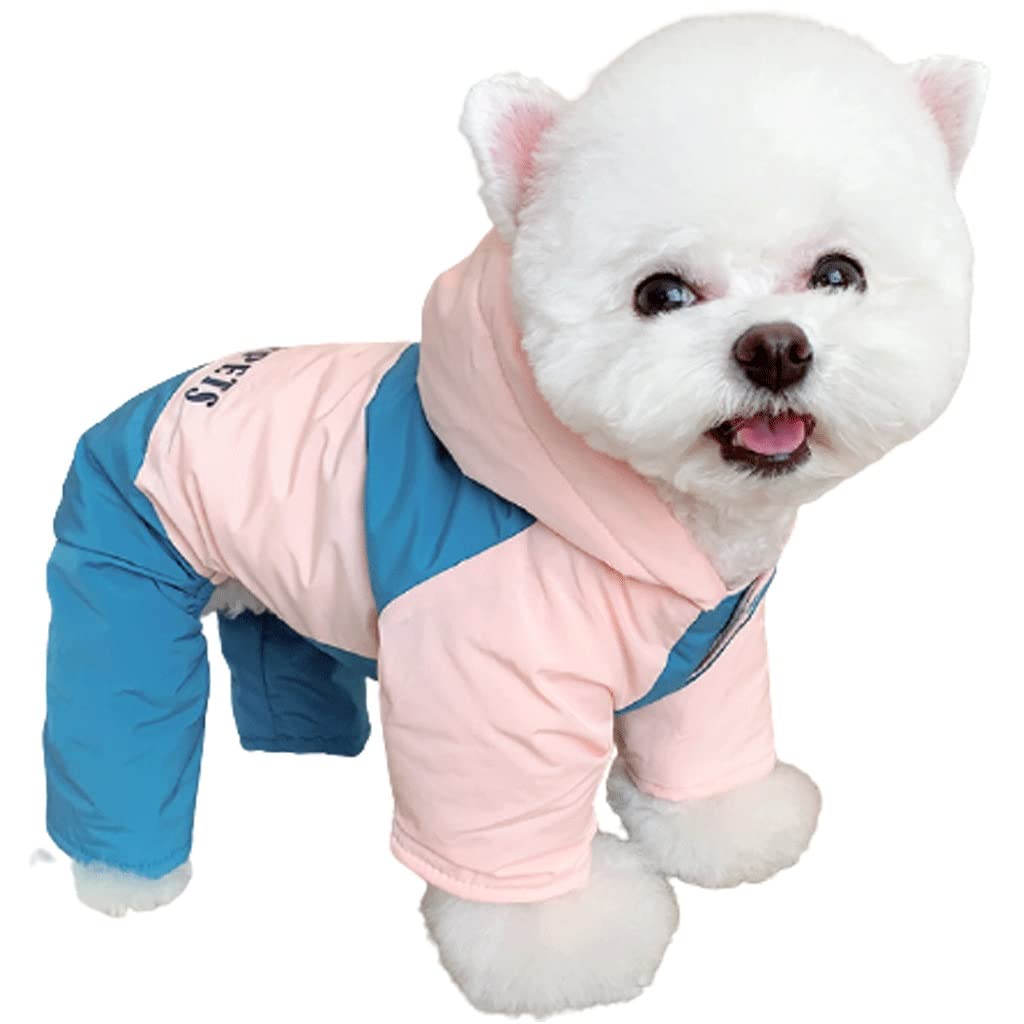 Reflektierender Hundemantel for kleine mittelgroße Hunde, Dicke Hundeweste mit warmem Baumwollfutter, vierbeiniger Hundejacke for kaltes Wetter (Color : Pink-XXL)