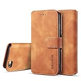 UEEBAI PU Leather Case for iPhone 6 Plus iPhone 6S Plus, Vintage Retro Premium Wallet Flip Cover TPU Inner Shell [Card Slots] [Magnetic Closure] Stand Function Folio Shockproof Full Protection - Brown