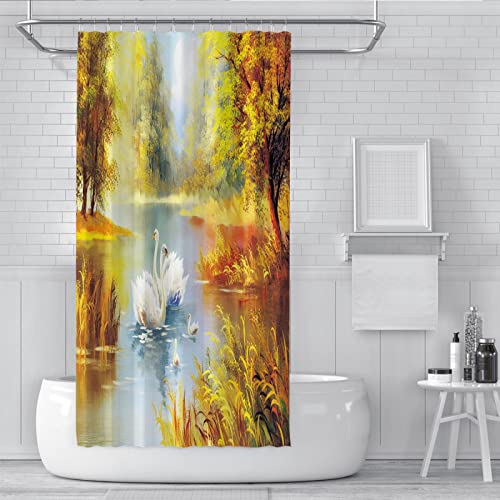 Ensemble de rideaux de douche de lac bleu en polyester durable 180x220 - 3