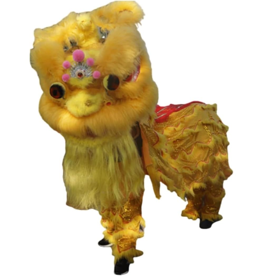 Krxsobnv Yellow Lion Dance Clothes, Adult Outdoor Sports Performance Props Dragon Dance Traditional Mascot Lion Costume