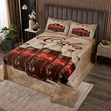 Feelyou Kids Cola Quilted Coverlet Queen Size, Vintage Bedspread Drinks Coverlet Set Boys Girls Summer Holiday Teens Bedroom Decor 3Pcs