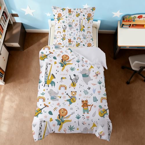 ZTYROLJ Lion Housse de Couette 90x190cm, Parure de Lit en Microfibre 1 Personne, Parure de Lit Enfant avec Taie d'oreiller 40x60cm