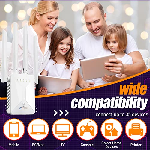 Eittar Wifi Extenders Signal Booster For Home,Wifi Range Extender And Repeater With Ethernet Port And 4 Wifi Antennas Up To 6,000 Sq.ft Coverage,Easy 1-Tap Setup-A (White) #TOP4